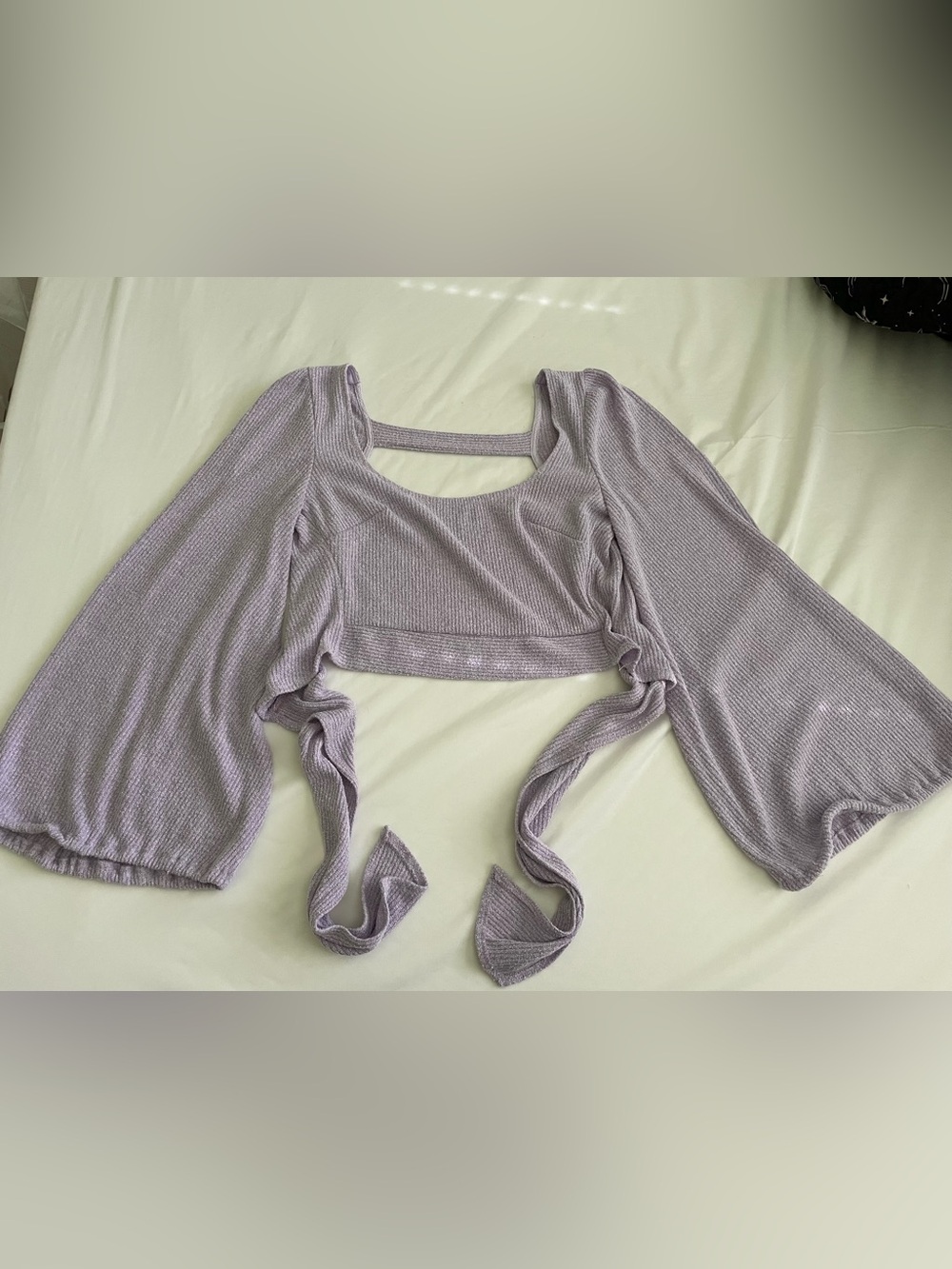 Indikah Purple Backless Cropped Sweater